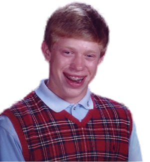 Bad Luck Brian meme character PNG with transparent background