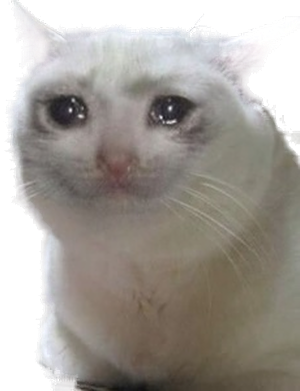 Crying Cat meme character PNG with transparent background