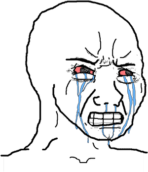 Crying Wojak meme character PNG with transparent background
