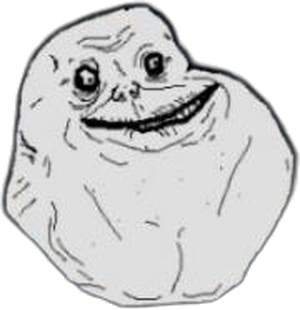 Forever Alone meme character PNG with transparent background
