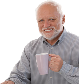 Hide the Pain Harold meme character PNG with transparent background