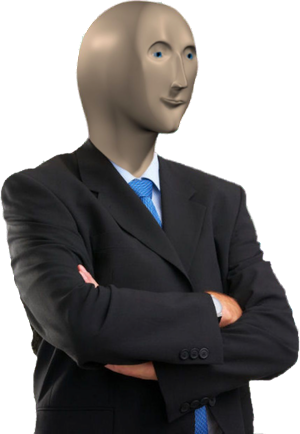 Meme Man (Stonks) meme character PNG with transparent background