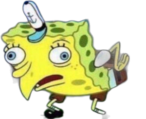 Mocking SpongeBob meme character PNG with transparent background