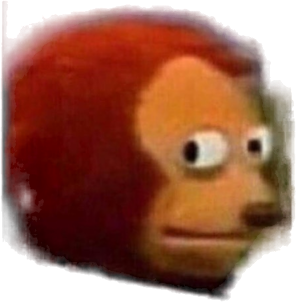 Monkey Puppet meme character PNG with transparent background