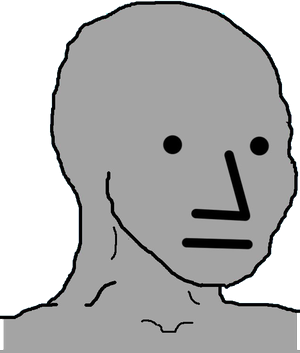 NPC Wojak meme character PNG with transparent background