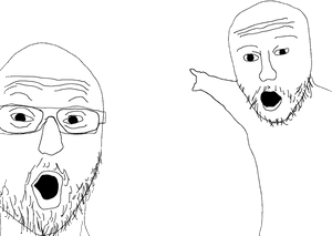 Two Soyjaks Pointing meme character PNG with transparent background