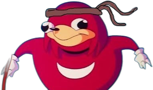 Ugandan Knuckles meme character PNG with transparent background