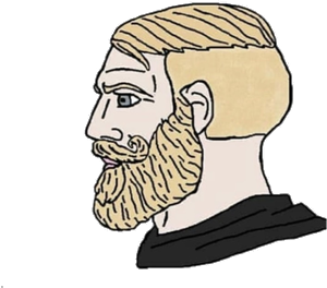 Yes Chad meme character PNG with transparent background