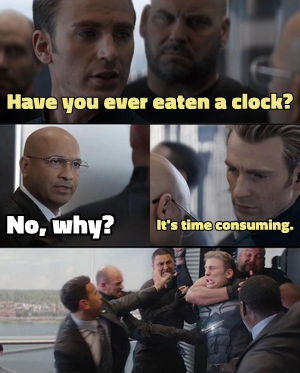 Captain America Elevator Fight Dad Joke meme template