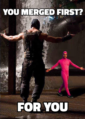 Pink Guy vs. Bane meme template