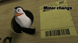 Penguin Pointing at Shipping Label meme template