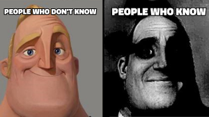Traumatized Mr. Incredible meme template